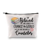 MNIGIU Counselor Makeup Cosmetic Bag Counselor Appreciation Gift So She Became A Counselor Travel Zipper Pouch (became counselor bag)