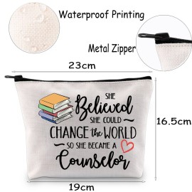 MNIGIU Counselor Makeup Cosmetic Bag Counselor Appreciation Gift So She Became A Counselor Travel Zipper Pouch (became counselor bag)