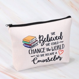 MNIGIU Counselor Makeup Cosmetic Bag Counselor Appreciation Gift So She Became A Counselor Travel Zipper Pouch (became counselor bag)