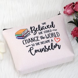 MNIGIU Counselor Makeup Cosmetic Bag Counselor Appreciation Gift So She Became A Counselor Travel Zipper Pouch (became counselor bag)