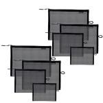 SUPACOOL Set of 8 Travel Mesh Makeup Bag, Cosmetic Organizer Pouches with Zipper, Diaper Organizing Pouches, Nylon Toiletries Bag for Women and Men(8pcs, Black)