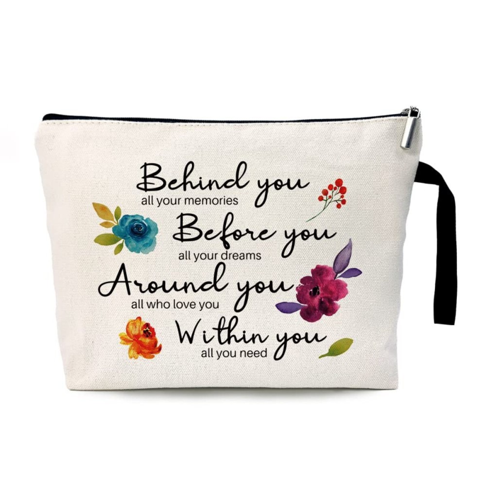 Behind You All Your Memories Funny Cosmetic Bag, for Travel Toiletry Zipper Storage Pouch Makeup Bag, The Best Friendship Gifts, Friends Gifts, Gifts for Women Birthday, Inspirational Gifts for Women