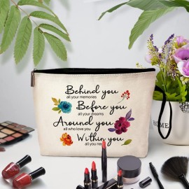 Behind You All Your Memories Funny Cosmetic Bag, for Travel Toiletry Zipper Storage Pouch Makeup Bag, The Best Friendship Gifts, Friends Gifts, Gifts for Women Birthday, Inspirational Gifts for Women