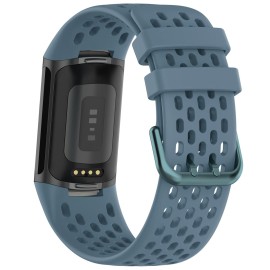 TopPerfekt Sport Bands Compatible with Fitbit Charge 6, Adjustable Breathable Soft Silicone Sport Replacement Watch Band Straps Wristbands Bracelet for Charge 5 Activity Tracker Women Men (1-Deep Sea)