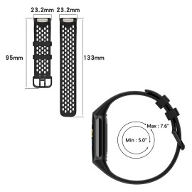 TopPerfekt Sport Bands Compatible with Fitbit Charge 6, Adjustable Breathable Soft Silicone Sport Replacement Watch Band Straps Wristbands Bracelet for Charge 5 Activity Tracker Women Men (1-Deep Sea)