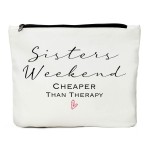 Weekend Bag for Women - Maid of Honor & Bachelorette Gifts - Sister Weekend Cheaper Than Therapy Makeup Bag