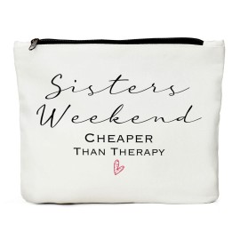 Weekend Bag for Women - Maid of Honor & Bachelorette Gifts - Sister Weekend Cheaper Than Therapy Makeup Bag