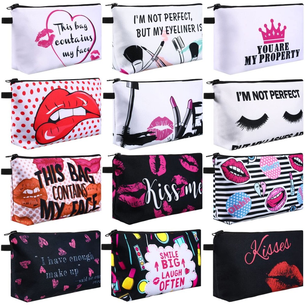 Sanwuta 12 Pieces Cosmetic Makeup Bags Printed Roomy Toiletry Waterproof Beauty Bag Organizer Pouches with Zipper Makeup Accessories for Women(Love Style) Sanwuta 12 Pieces Cosmetic Makeup Bags Printed Roomy Toiletry Waterproof Beauty Bag Organizer Pouches with Zipper Makeup Accessories for Women(Love Style)