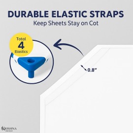 KRISHNA Daycare Cot Sheets for Toddler and Preschool with Corner Elastic Loops, Soft & Comfortable Brushed Microfiber Crib Sheet Kids Naptime, 22 x 40, Pack of 6, White