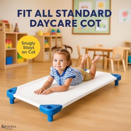 KRISHNA Daycare Cot Sheets for Toddler and Preschool with Corner Elastic Loops, Soft & Comfortable Brushed Microfiber Crib Sheet Kids Naptime, 22 x 40, Pack of 6, White