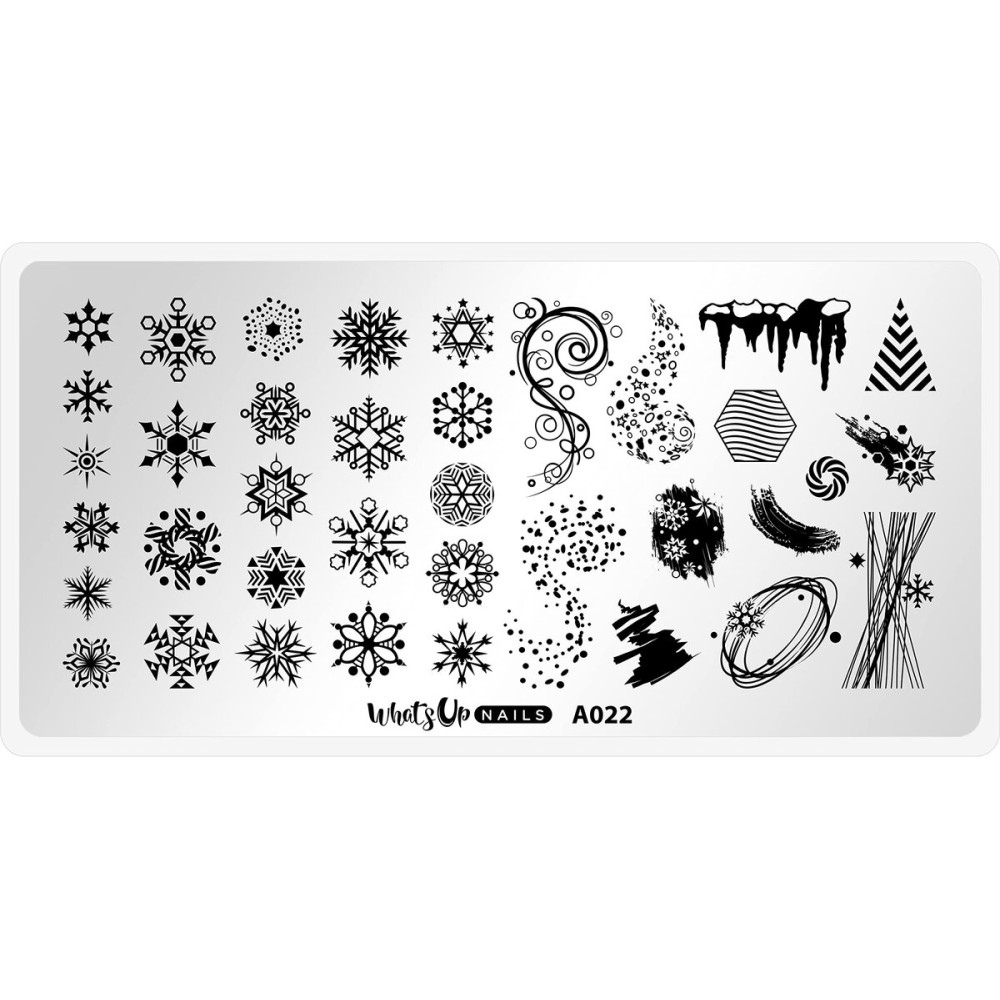 Whats Up Nails - A022 Back to Flurality Stamping Plate for Christmas Nail Art Design