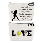 Tennis Gifts Makeup Bag Inspirational Gifts for Tennis Player Lover Cosmetic Bag Birthday Graduation Presents for Girls Daughter Sister Niece Travel Toiletry Pouch Christmas Friendship Keepsake