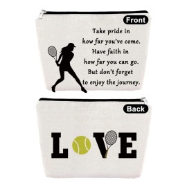 Tennis Gifts Makeup Bag Inspirational Gifts for Tennis Player Lover Cosmetic Bag Birthday Graduation Presents for Girls Daughter Sister Niece Travel Toiletry Pouch Christmas Friendship Keepsake