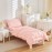 4 Pieces Pinch Pleated Toddler Bedding Set with Ruffle Fringe, Solid Color Pink Unisex Pintuck Toddler Sheet Sets for Baby Girls, Includes Comforter, Flat Sheet, Fitted Sheet and Pillowcase