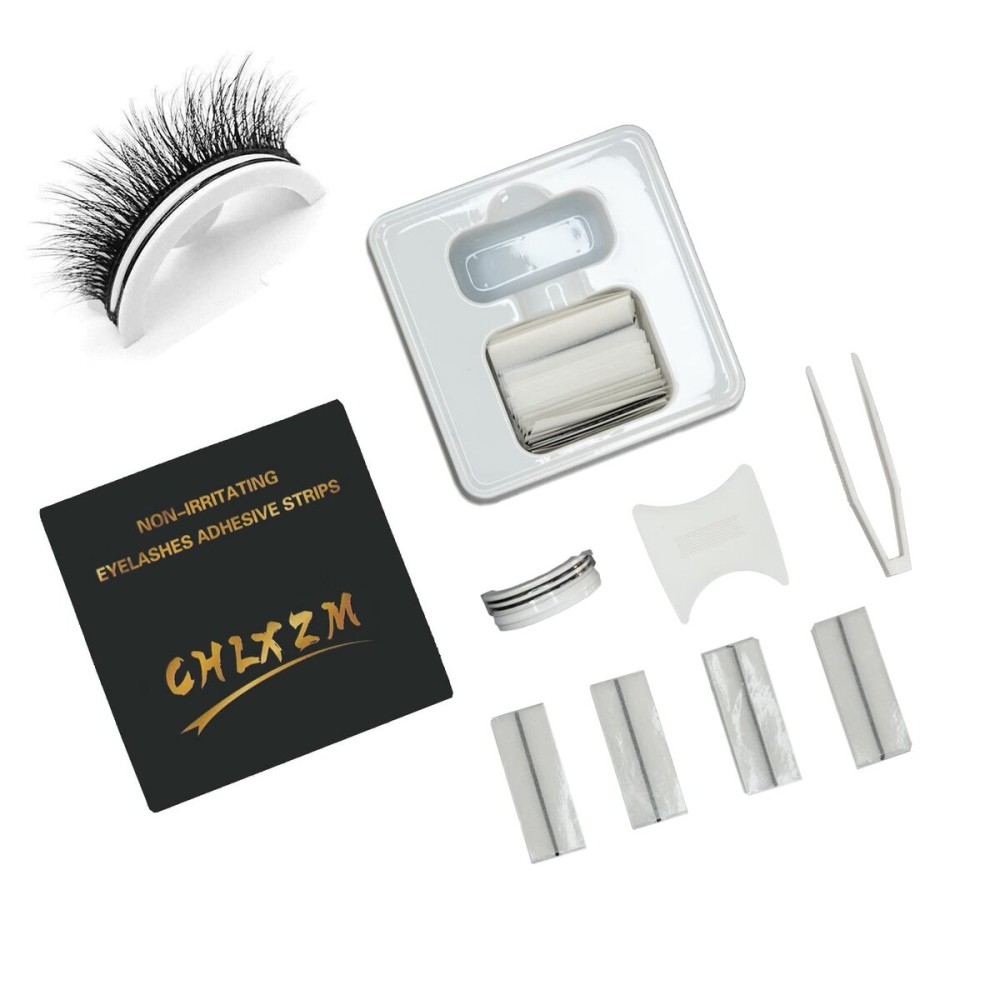 CHLXZM Self Adhesive Lash Strips for Fake Eyelashes, Soft & Comfortable,Waterproof,No Glue Apply False Lashes 40 Pieces (Black)