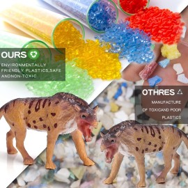 LC JoyCre Mini Prehistoric Animals Toys 2Inch Wildlife Mammals Mini Set 18PCS Woolly Mammoth Animal Bulk Figurines Saber-Toothed Tiger Model Dire Wolf Figure Kids Birthday Gift