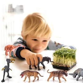 LC JoyCre Mini Prehistoric Animals Toys 2Inch Wildlife Mammals Mini Set 18PCS Woolly Mammoth Animal Bulk Figurines Saber-Toothed Tiger Model Dire Wolf Figure Kids Birthday Gift