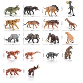 LC JoyCre Mini Prehistoric Animals Toys 2Inch Wildlife Mammals Mini Set 18PCS Woolly Mammoth Animal Bulk Figurines Saber-Toothed Tiger Model Dire Wolf Figure Kids Birthday Gift