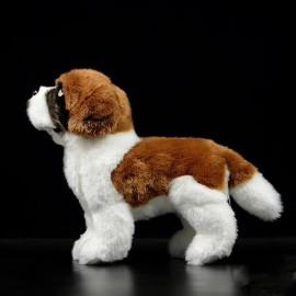 ZHONGXIN MADE Simulation Saint Bernard Dog Plush Toy - Realistic 12 Standing Soft Saint Bernard Pet Dog Stuffed Animal Puppy Model Toy, Unique Plush Gift Collection for Kids Birthday, Home Decor