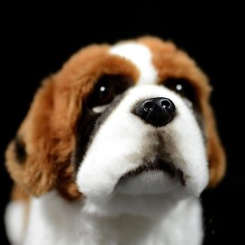 ZHONGXIN MADE Simulation Saint Bernard Dog Plush Toy - Realistic 12 Standing Soft Saint Bernard Pet Dog Stuffed Animal Puppy Model Toy, Unique Plush Gift Collection for Kids Birthday, Home Decor