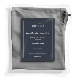 Saloniture Microfiber Cylinder Pillow Case Cover for Massage Table Bolsters - 30 x 9 Inch with Drawstring Closure, Gray