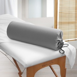 Saloniture Microfiber Cylinder Pillow Case Cover for Massage Table Bolsters - 30 x 9 Inch with Drawstring Closure, Gray