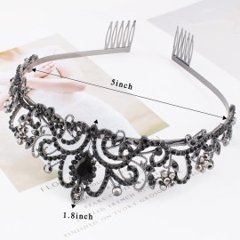 Didder Tiaras for Women, Black Crystal Crowns for Women Princess Crown Tiaras and Crowns for Women Girls Women\'s Headbands Halloween Christmas Bridal Wedding Prom Birthday Party Gift