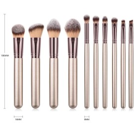 Hexue 10 pcs Champagne Gold Makeup Brush Set, 16 Total Makeup Brushes, No Shed, Cruelty-free, Silky feel, Plus Carrying Bag Hexue 10 pcs Champagne Gold Makeup Brush Set, 16 Total Makeup Brushes, No Shed, Cruelty-free, Silky feel, Plus Carrying Bag