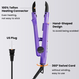 TopWigy Professional Teflon Hair Extension Tool, Adjustable Temperature Melting Tool with US Plug for Keratin Bonded Hair, Purple