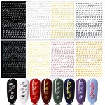 SILPECWEE 8 Sheets Letter Nail Stickers Old English Nail Art Stickers Self Adhesive Nail Decals Nail Letters Nail Design Stickers 3D Letter Stickers for Nails