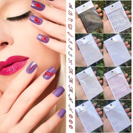 SILPECWEE 8 Sheets Letter Nail Stickers Old English Nail Art Stickers Self Adhesive Nail Decals Nail Letters Nail Design Stickers 3D Letter Stickers for Nails SILPECWEE 8 Sheets Letter Nail Stickers Old English Nail Art Stickers Self Adhesive Nail Decals Nail Letters Nail Design Stickers 3D Letter Stickers for Nails