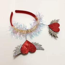 AVMBC Red Heart Shaped Headband Sequin Valentines Day Hair Band Hoop for Valentine\'s Day Holiday Wedding Birthday Party Gift