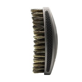 Crown Quality Products 360 Sport Wave Caesar 2.0 Boar Bristle Hairbrush, Medium, Smoke Gray - Non-Slip Grip, Waterproof Design - The Ultimate 360 Wave Brush