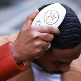 Crown Quality Products 360 Sport Wave Caesar 2.0 Boar Bristle Hairbrush, Medium, Smoke Gray - Non-Slip Grip, Waterproof Design - The Ultimate 360 Wave Brush