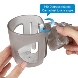Accmor Universal Cup Holder, Stroller Cup Holder, 360 Rotatable Large Caliber Designed Bottle Holder for Stroller, Bike, Wheelchair, Walker, Scooter, Transparent Grey