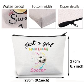 CMNIM Girl Soccer Gifts Just a Girl Who Loves Soccer Makeup Bags Soccer Travel Cosmetic Bag Gift for Soccer Players Fans