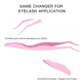 Miuffue Lash Applicator Tool DIY False Eyelash Applicator Tool Stainless Steel Curved Eyelash Tweezers for Clusters and Strip Lashes, Pink Miuffue Lash Applicator Tool DIY False Eyelash Applicator Tool Stainless Steel Curved Eyelash Tweezers for Clusters and Strip Lashes, Pink