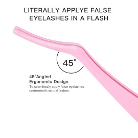 Miuffue Lash Applicator Tool DIY False Eyelash Applicator Tool Stainless Steel Curved Eyelash Tweezers for Clusters and Strip Lashes, Pink Miuffue Lash Applicator Tool DIY False Eyelash Applicator Tool Stainless Steel Curved Eyelash Tweezers for Clusters and Strip Lashes, Pink