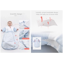 CYUURO Baby Sleeping Bag Sleeves Detachable Kids Wearable Blanket Toddlers Thick Cold WeatherGrey 60-68