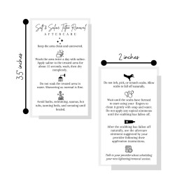 Salt & Saline Tattoo Removal Aftercare Instructions | 50 Pack | Size 2x3.5 inch Business Sized Card | Safe Tattoo Lightening Removal | White Card Design
