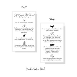 Salt & Saline Tattoo Removal Aftercare Instructions | 50 Pack | Size 2x3.5 inch Business Sized Card | Safe Tattoo Lightening Removal | White Card Design