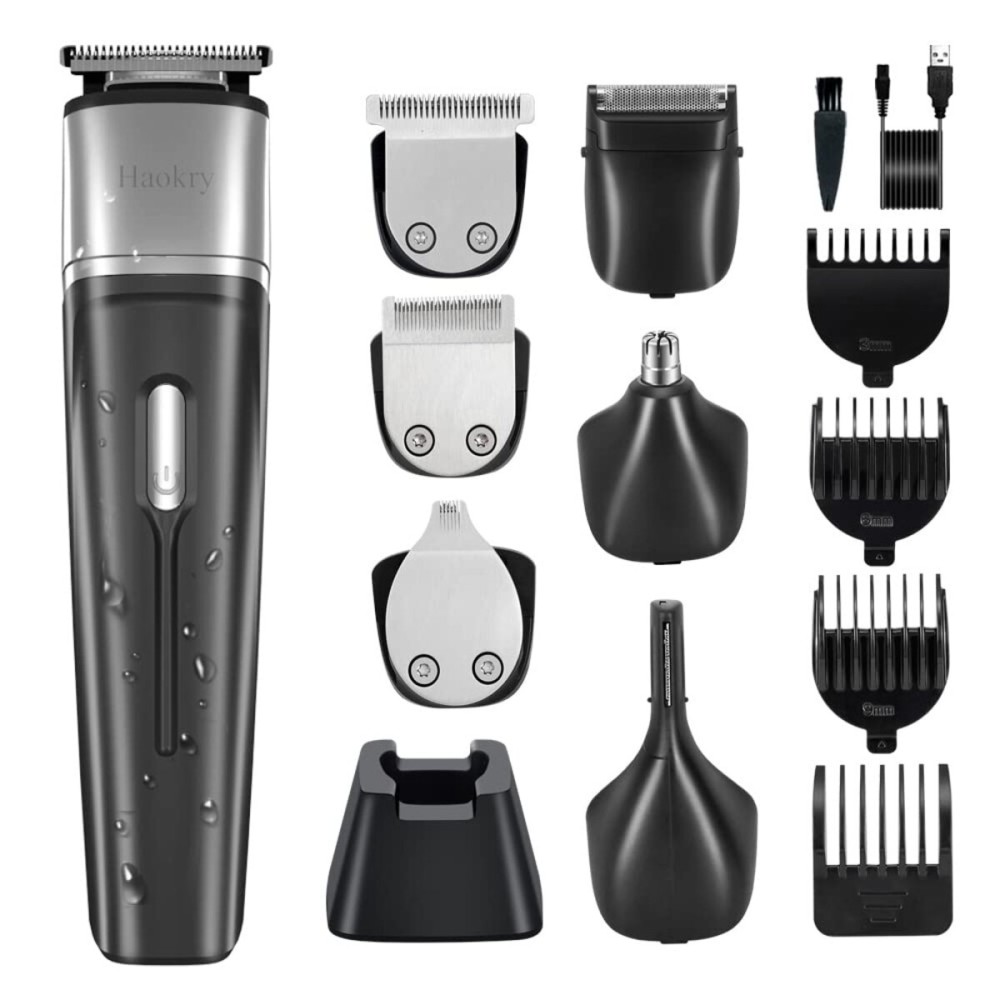 GEEGVV Haokry Beard Trimmer, Cordless Hair Clippers, Waterproof Body Mustache Nose Ear Facial Cutting Groomer, Electric Shaver 6 in 1 Grooming Kit for Men GEEGVV Haokry Beard Trimmer, Cordless Hair Clippers, Waterproof Body Mustache Nose Ear Facial Cutting Groomer, Electric Shaver 6 in 1 Grooming Kit for Men