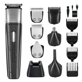 GEEGVV Haokry Beard Trimmer, Cordless Hair Clippers, Waterproof Body Mustache Nose Ear Facial Cutting Groomer, Electric Shaver 6 in 1 Grooming Kit for Men