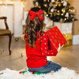 CEELGON 2PCS 5 Big Velvet Hair Bows for Toddlers - Red Pigtail Clips and Hair Accessories CEELGON 2PCS 5 Big Velvet Hair Bows for Toddlers - Red Pigtail Clips and Hair Accessories