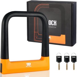 ICOCOPRO Anti Theft Heavy Duty Bicycle U Lock with 3 Keys, 18.76mm, Black, 5.32 in Width Inside Dimension