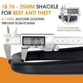 ICOCOPRO Anti Theft Heavy Duty Bicycle U Lock with 3 Keys, 18.76mm, Black, 5.32 in Width Inside Dimension