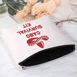 POFULL Cabo Mexico Bachelorette Party Gift Wedding Party Cosmetic Bag Cabo San Lucas Gift Cabo Survival Kit Zipper Makeup Bags Travel Toiletry Bag Accessories (cabo bag)