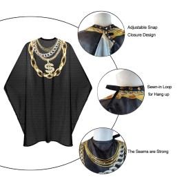 Pelocapa Barber Cape for Men Hair Cutting Salon Cape with Snap Closures Waterproof Professional Large Barber Hairdresser Cape- 63 56 (Dollar Chain)