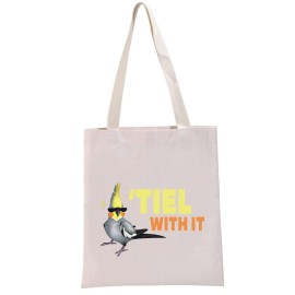 G2TUP Cockatiel Lover Gift Cockatiel Reusable Canvas Tote Bag Tiel With It Shopping Handbag Cockatiel Parrot Bird Owner Gift Bird Lover Bag (Tiel With It Handbag)