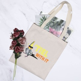 G2TUP Cockatiel Lover Gift Cockatiel Reusable Canvas Tote Bag Tiel With It Shopping Handbag Cockatiel Parrot Bird Owner Gift Bird Lover Bag (Tiel With It Handbag)